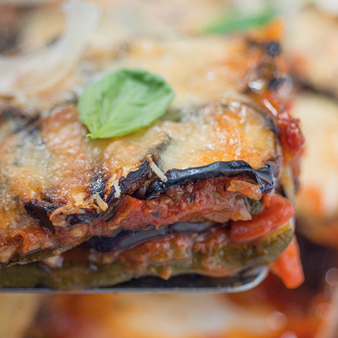 Aubergine and courgette Parmesan bake
