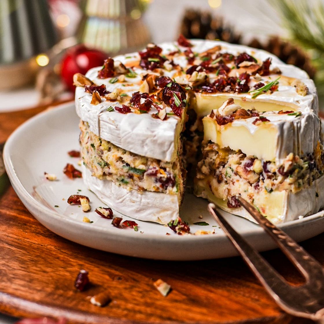 Festive Cranberry Pecan Stuffed Brie Recipe