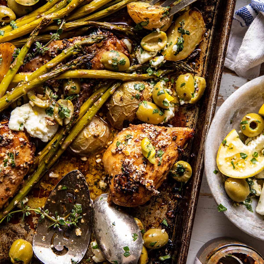 Sheet Pan Honey Garlic Chicken and Feta Potatoes