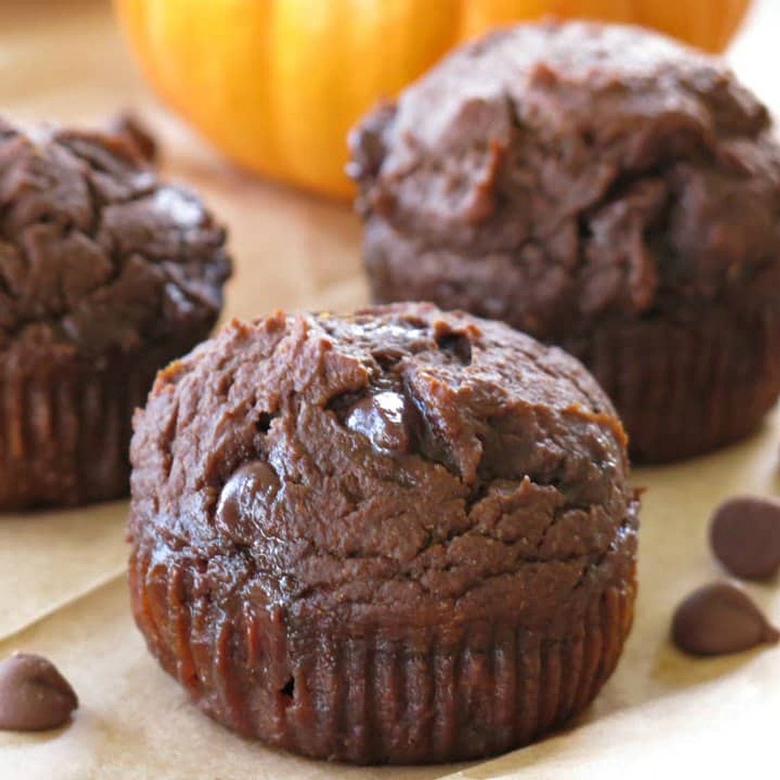 Healthy Chocolate Pumpkin Muffins