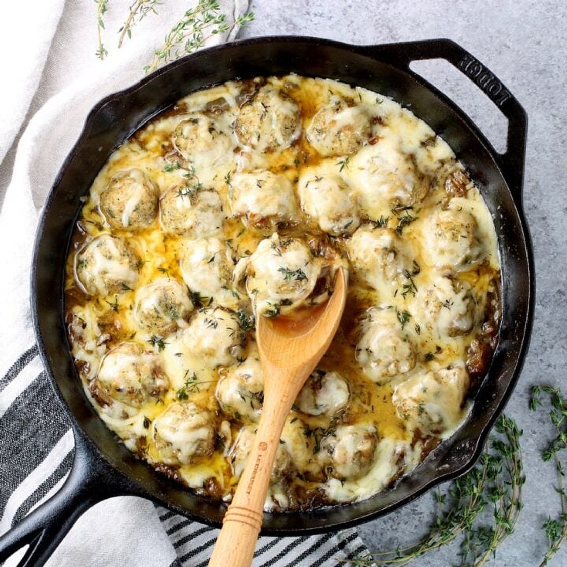 French Onion Chicken Meatballs