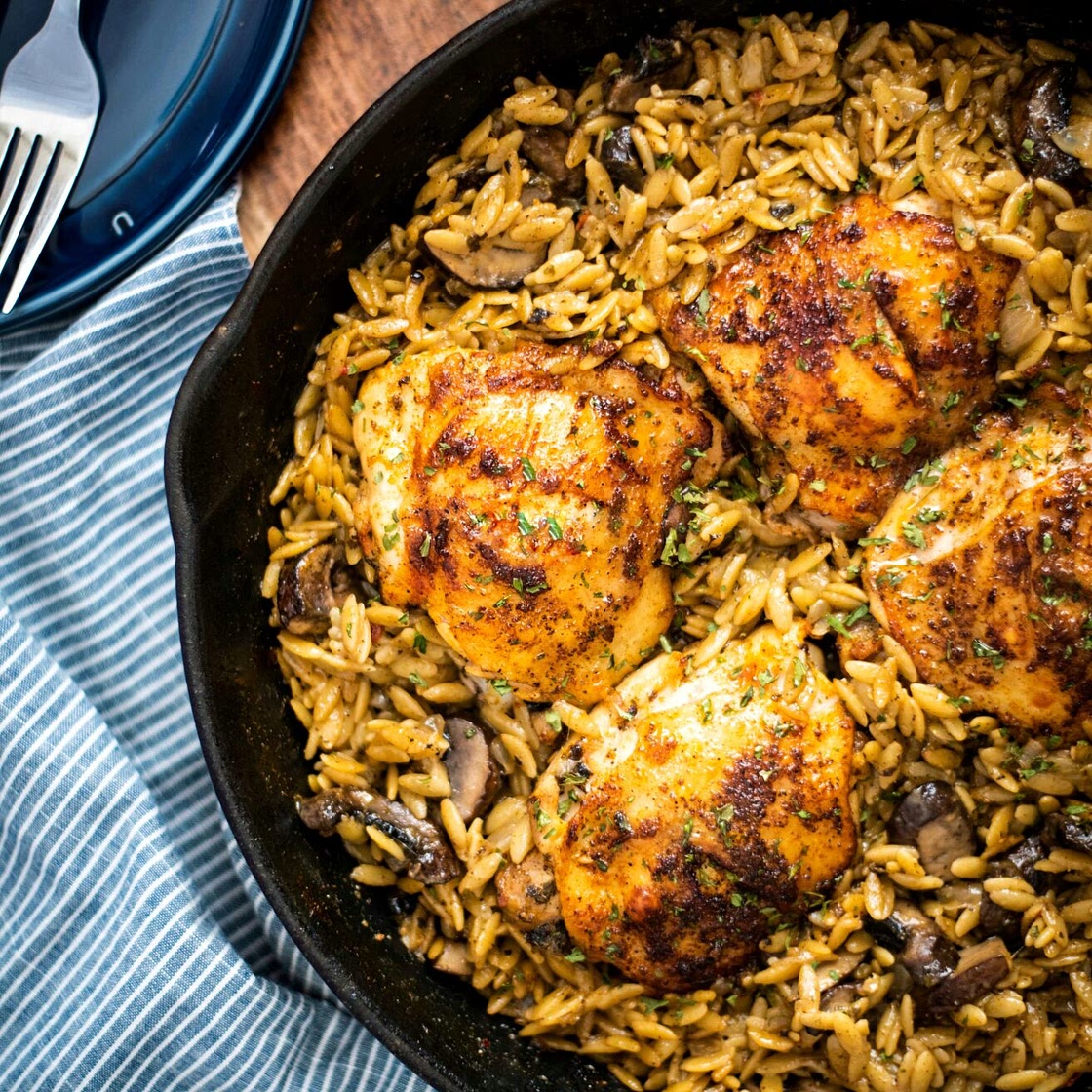 One Pot Chicken and Mushroom Orzo