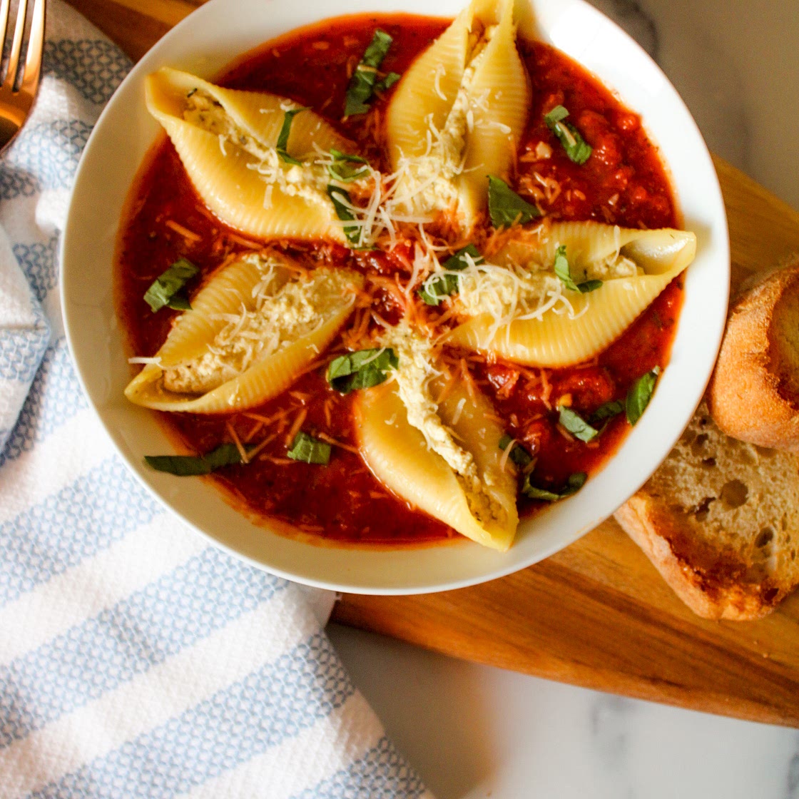 Tofu Ricotta Stuffed Shells