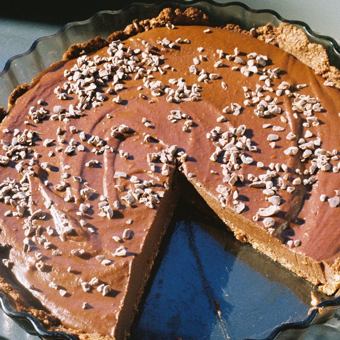 Vegan chocolate and citrus tart