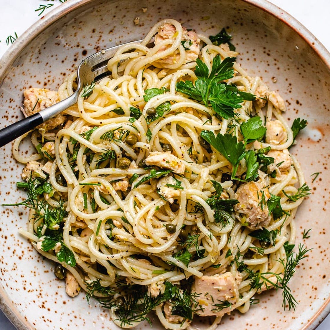 Lemony Canned Tuna Spaghetti (paleo, gluten-free)