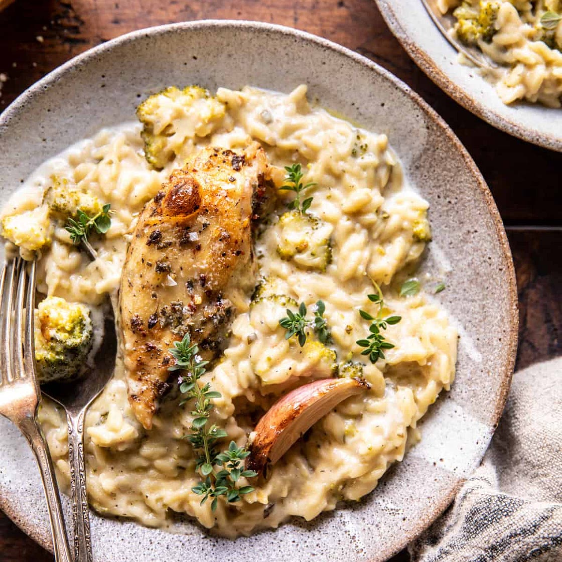 Slow Cooker Mustard Herb Chicken and Creamy Orzo