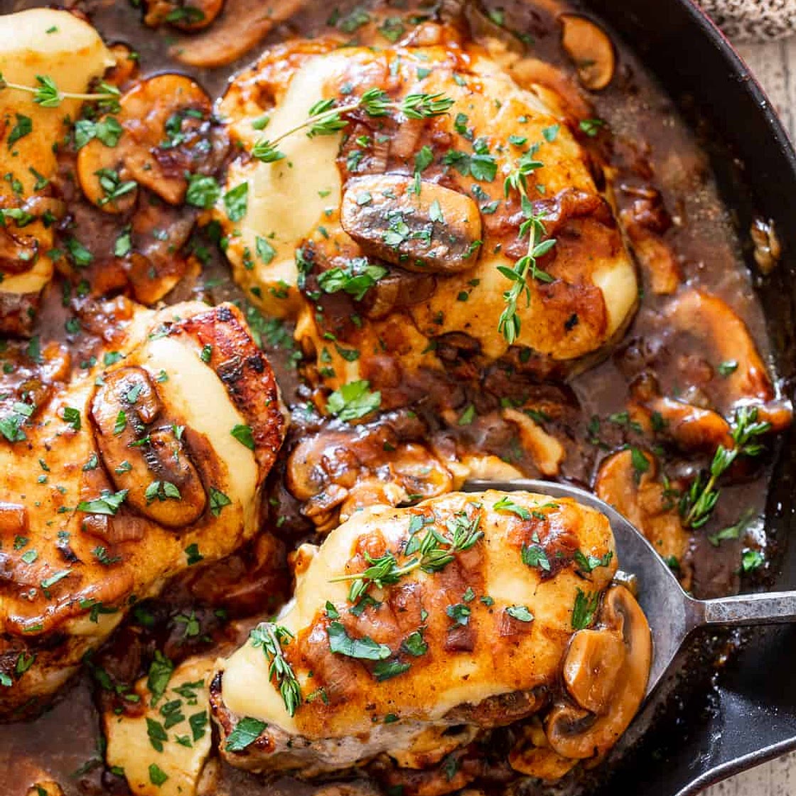 Paleo French Onion Smothered Pork Chops