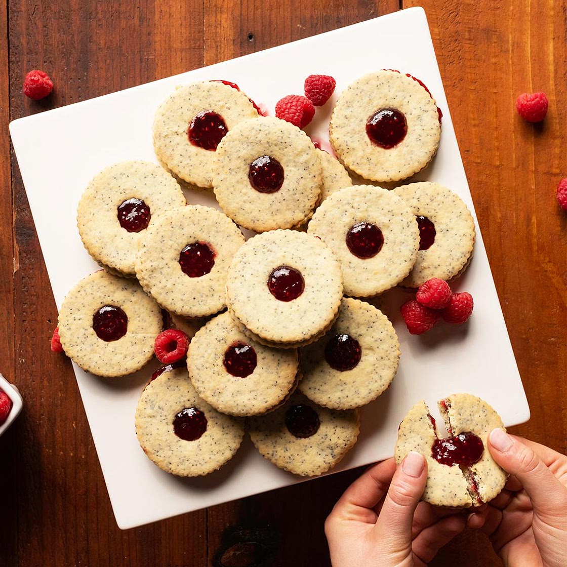 Raspberry Poppyseed Linzer Cookies Recipe by Tasty