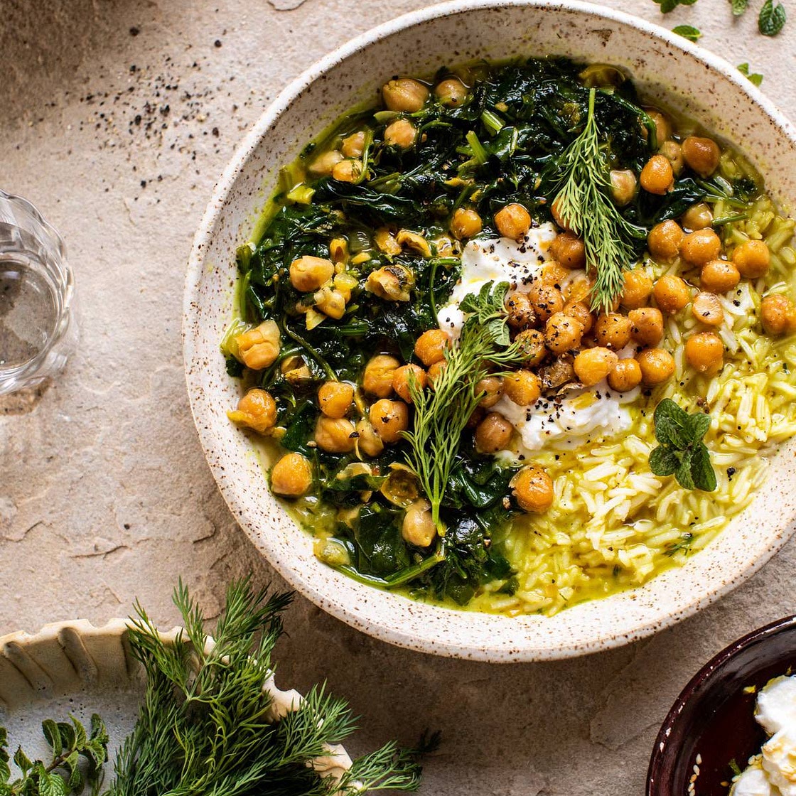 Herb and Chickpea Stew with Rice