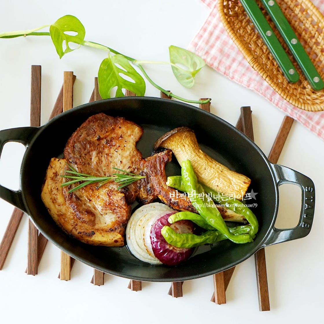 돈마호크 굽기 스테이크 에어프라이어 육즙 가득~