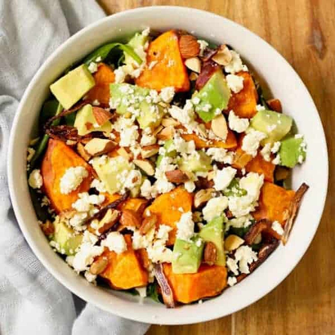 Roasted Sweet Potato, Avocado and Feta Salad