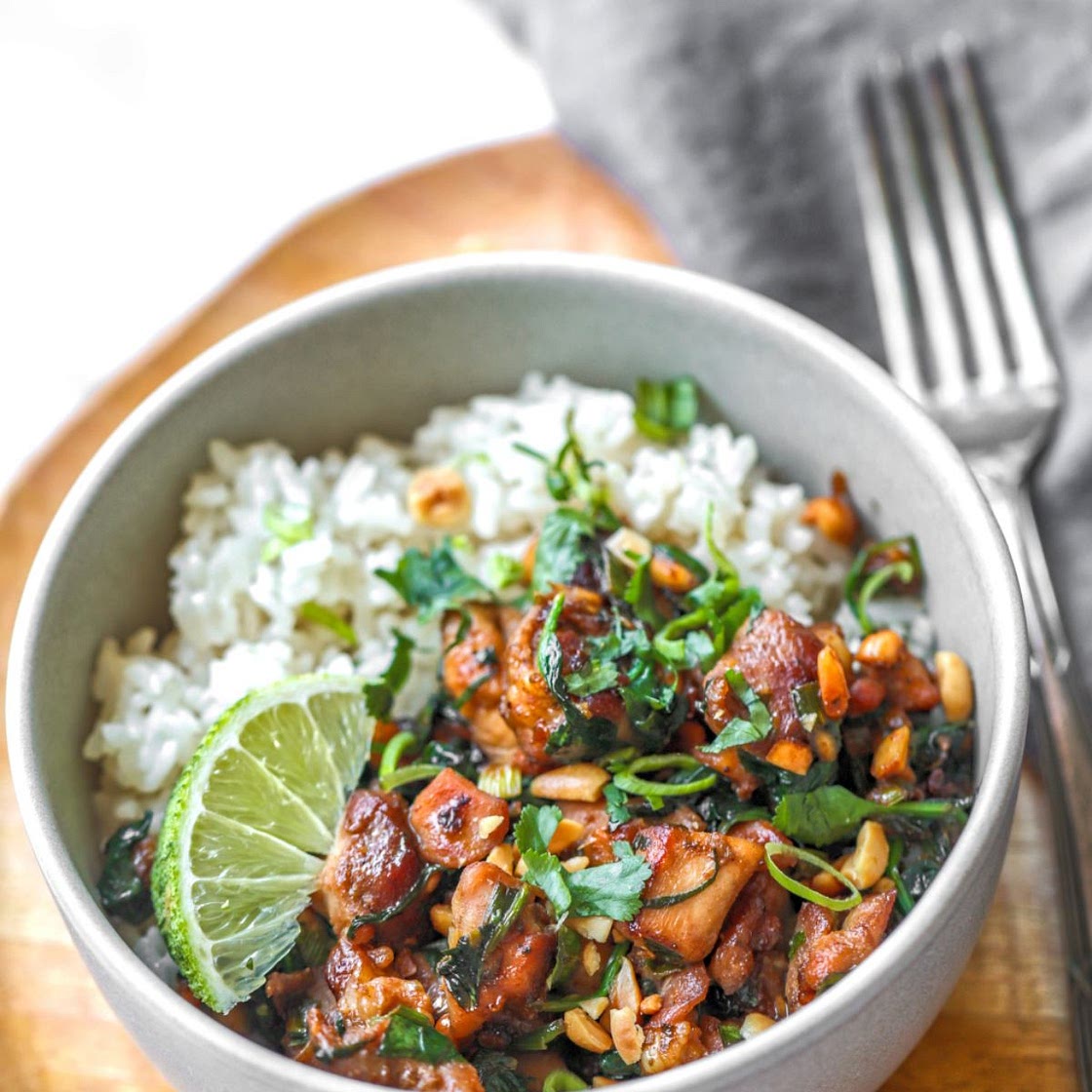Peanut Chicken with Coconut Rice