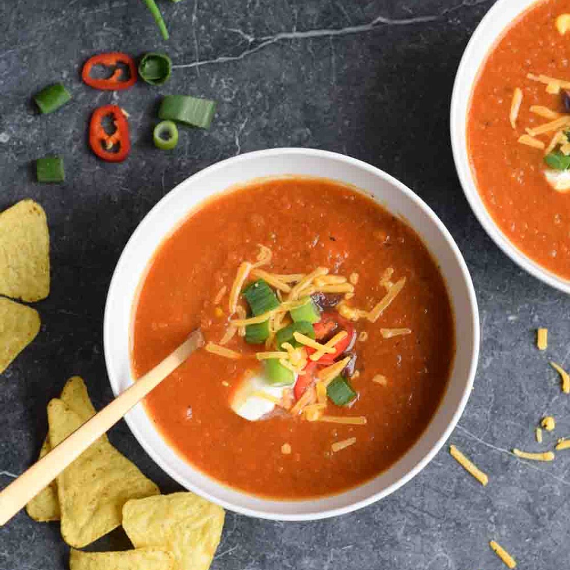 Low FODMAP vegetarian tortilla soup