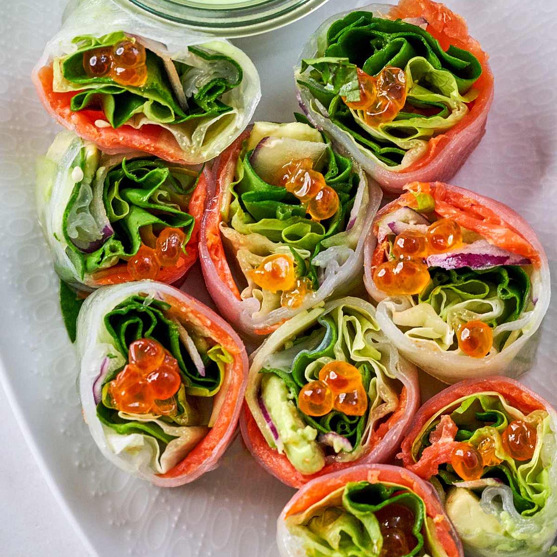 Smoked Salmon Salad Rolls