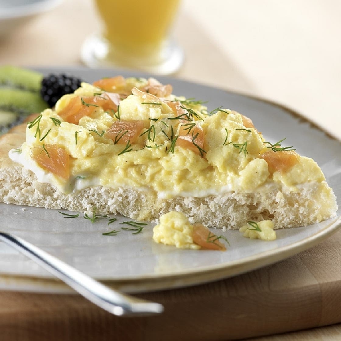 Scrambled Eggs and Smoked Salmon on Focaccia