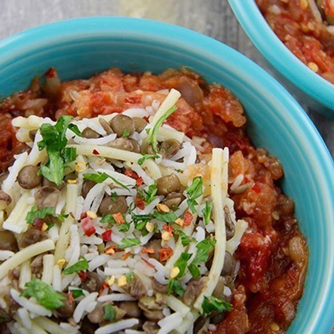 Egyptian Lentils with Rice and Pasta (Koshari)