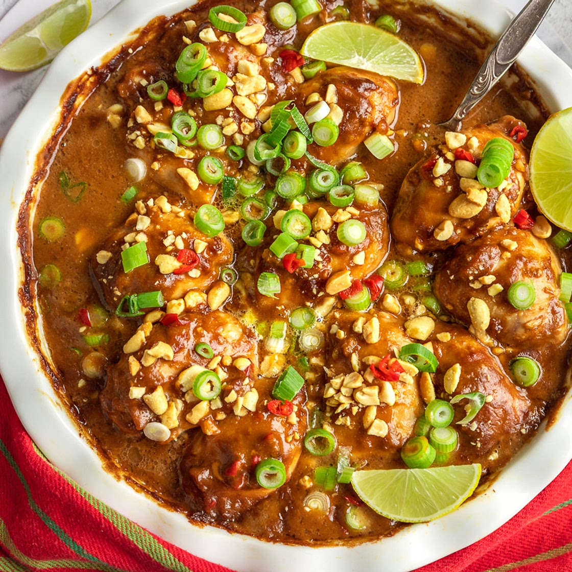 Easy Spicy Thai Peanut Butter Chicken Thighs