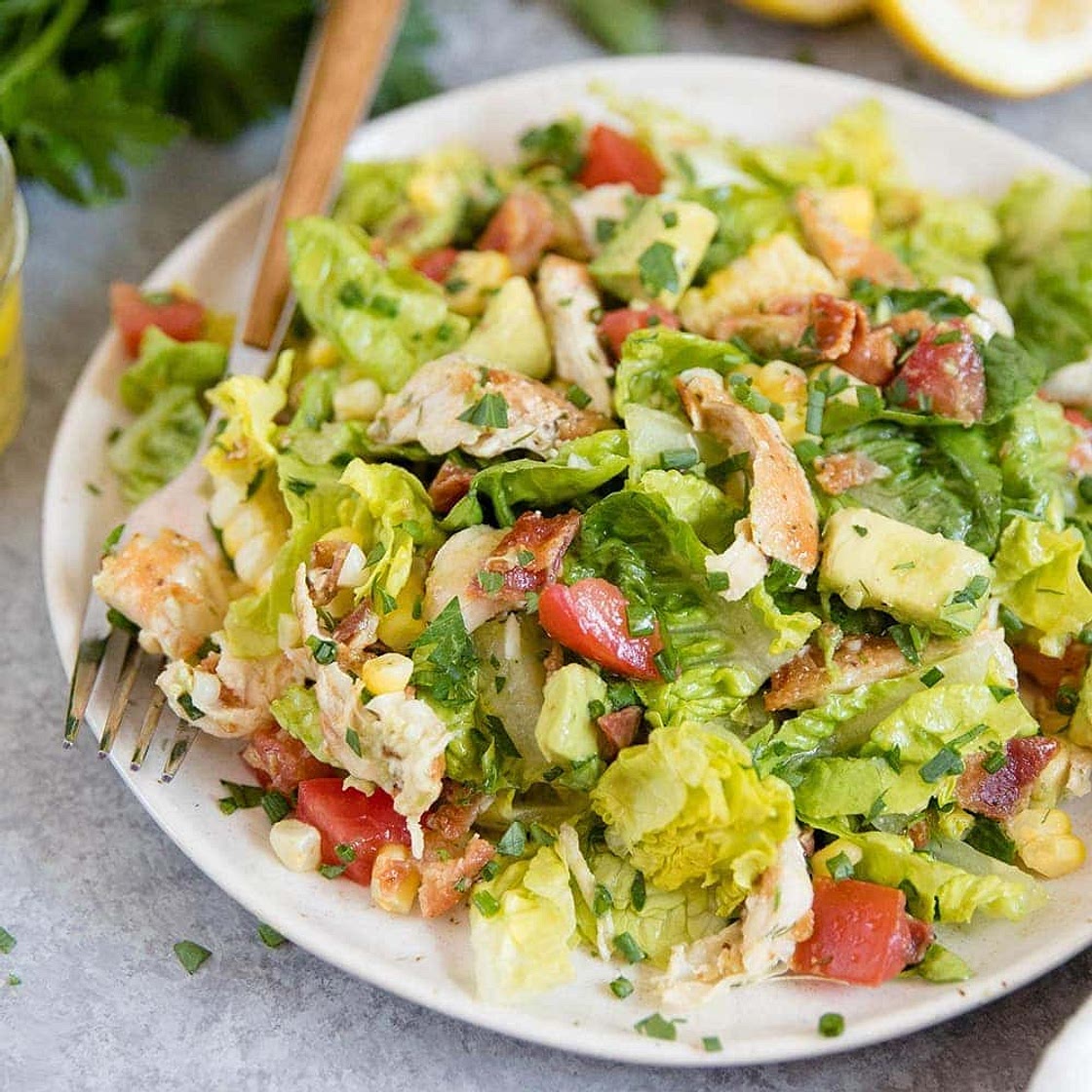 Chicken Bacon Avocado Chopped Salad with Lemon Vinaigrette