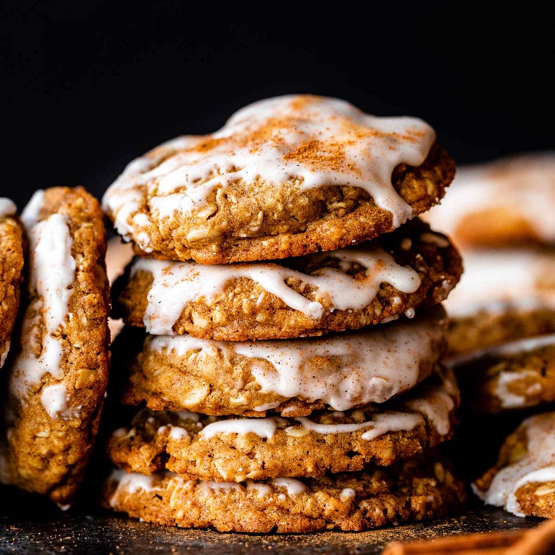 Iced Gingerbread Oatmeal Cookies