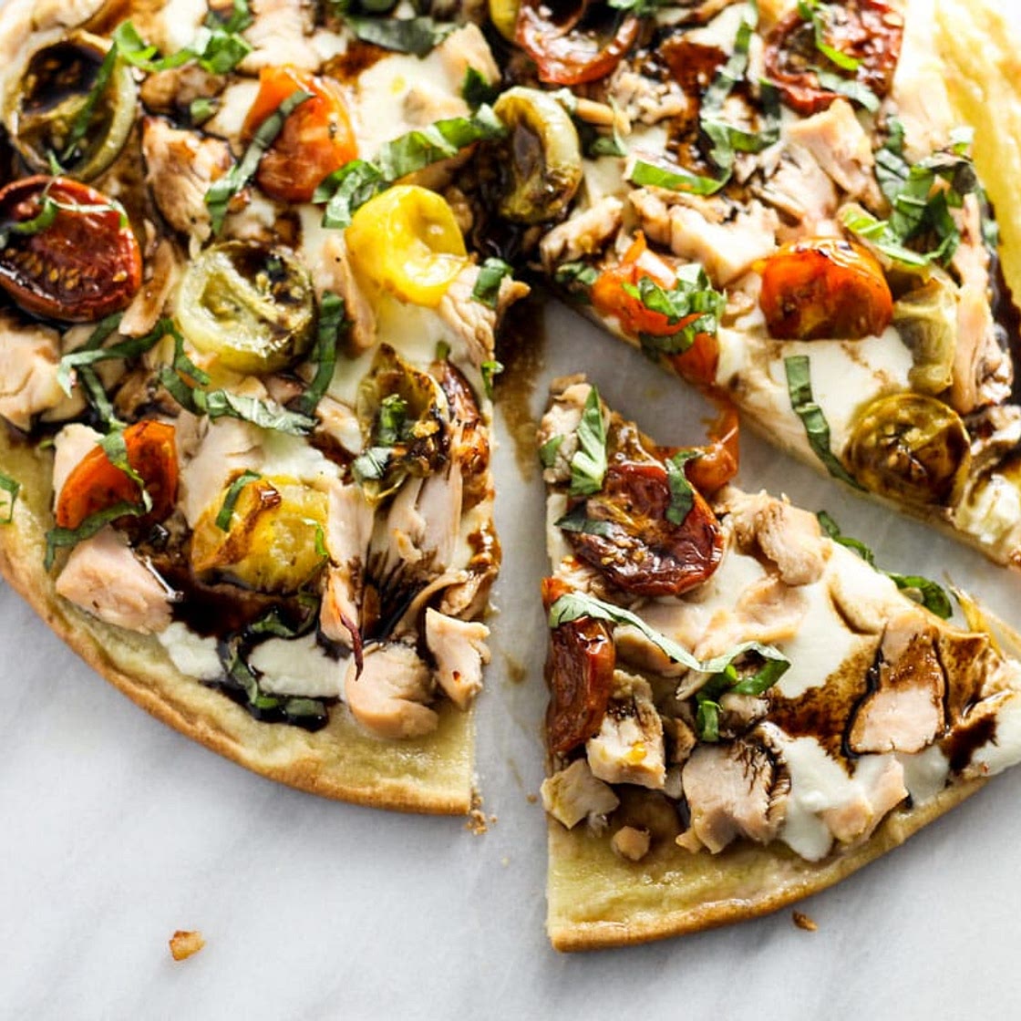 Low FODMAP Bruschetta Pizza with Chicken