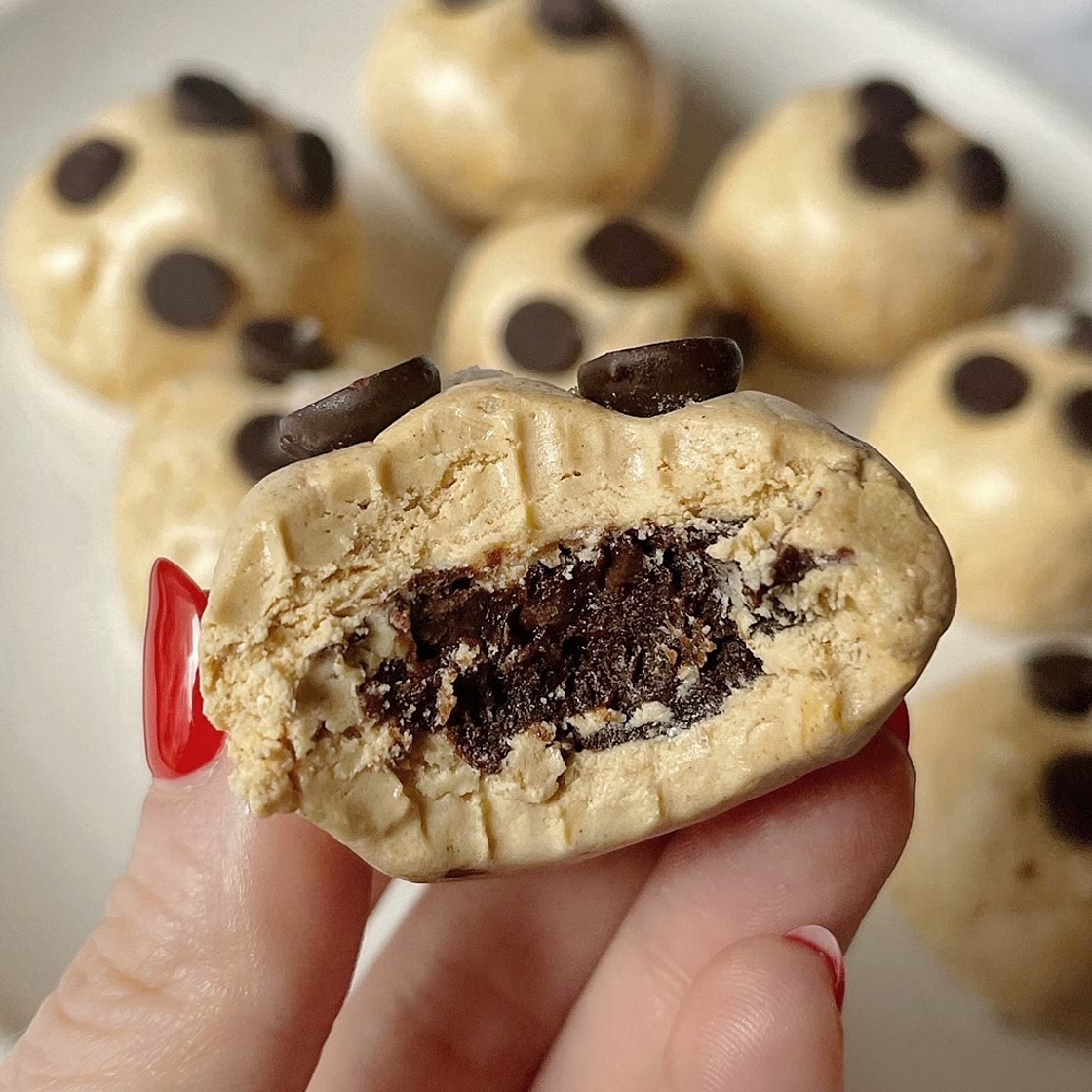 Brownie Batter Stuffed Protein Cookie Dough Balls