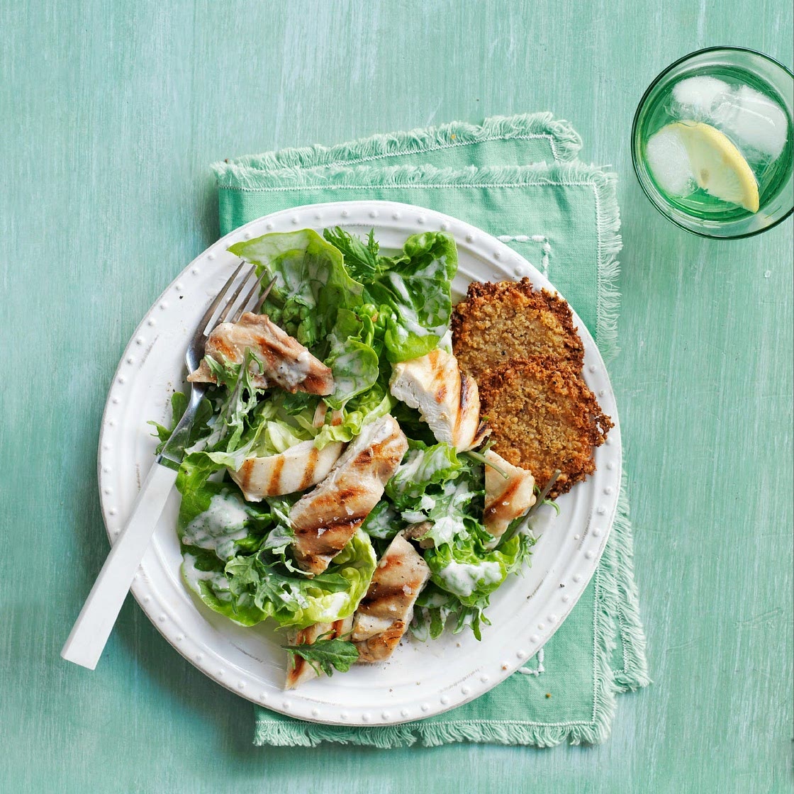 Kale and Romaine Chicken Caesar Salad