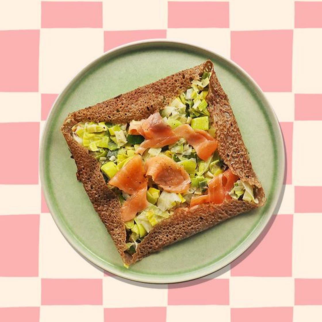 Galette fondue de poireaux & saumon