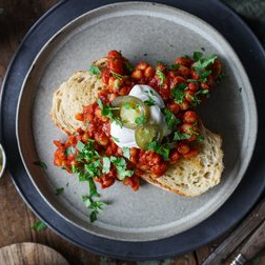 Saucy Beans on Garlic Toast
