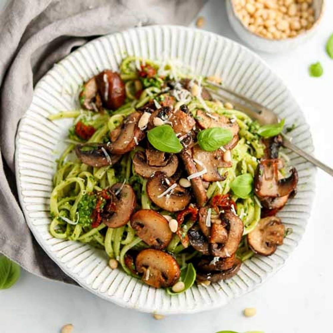 Mushroom Pesto Pasta