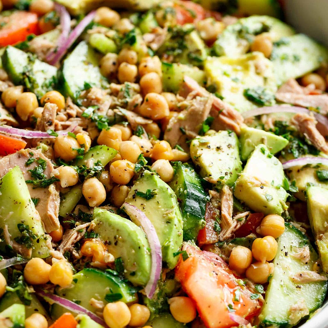 Avocado Tuna Chickpea Salad