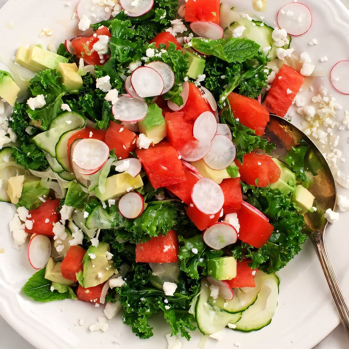 Watermelon Feta Salad with Avocado & Kale