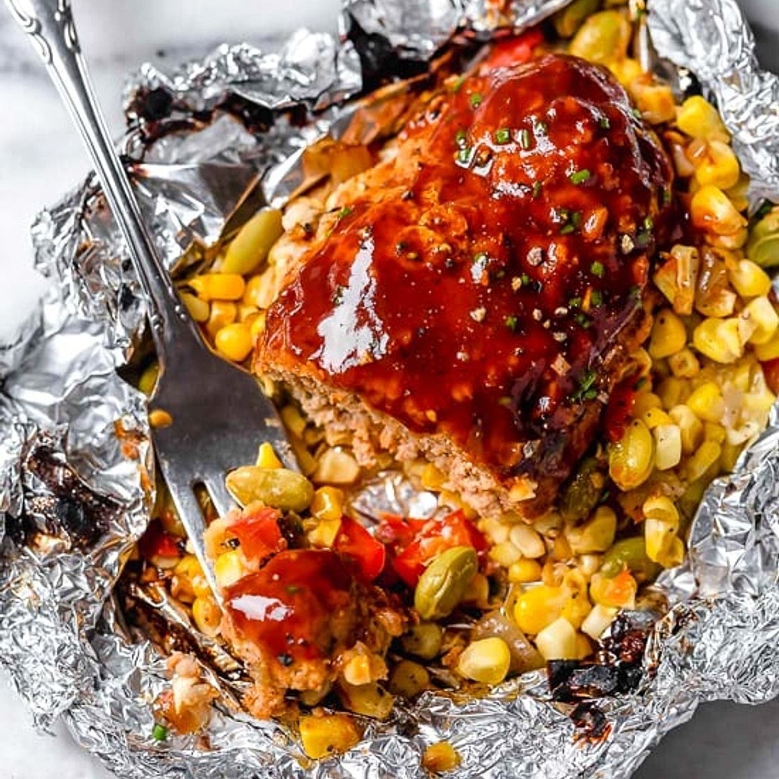 Campfire Dinner Meatloaf Foil Packets