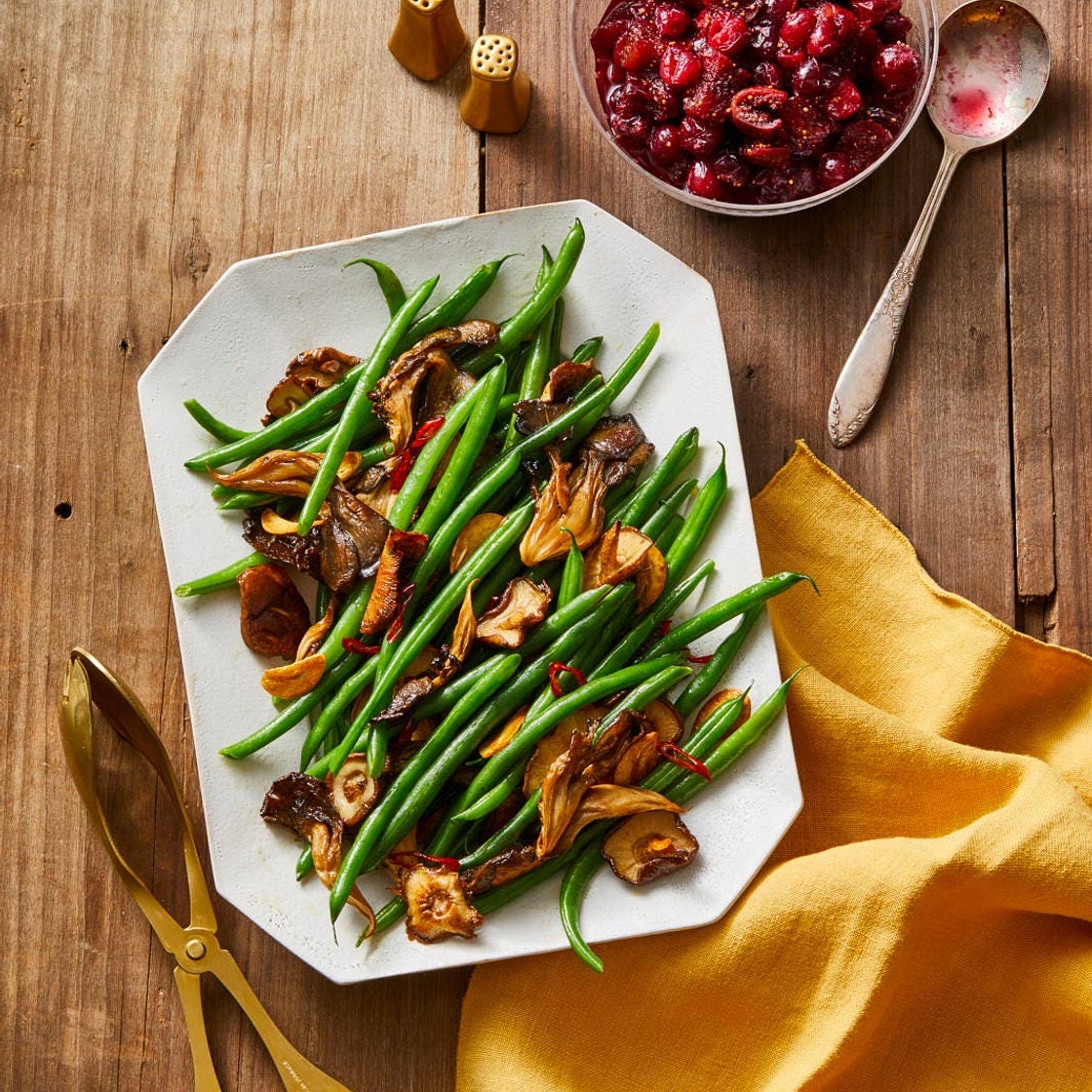 Mushroom and Chile-Garlic Green Beans