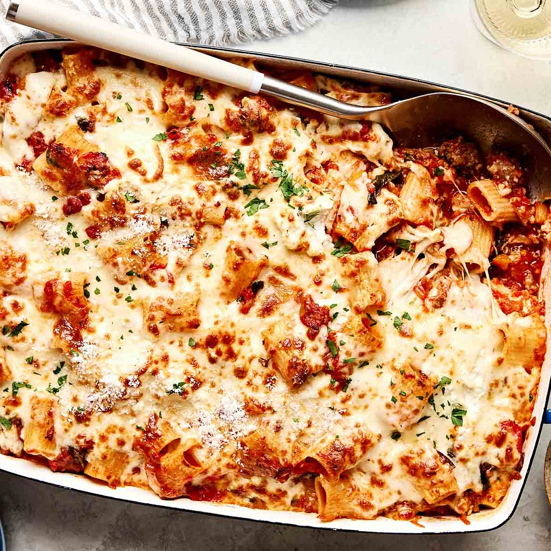 Cheesy Baked Rigatoni with Sausage & Ricotta