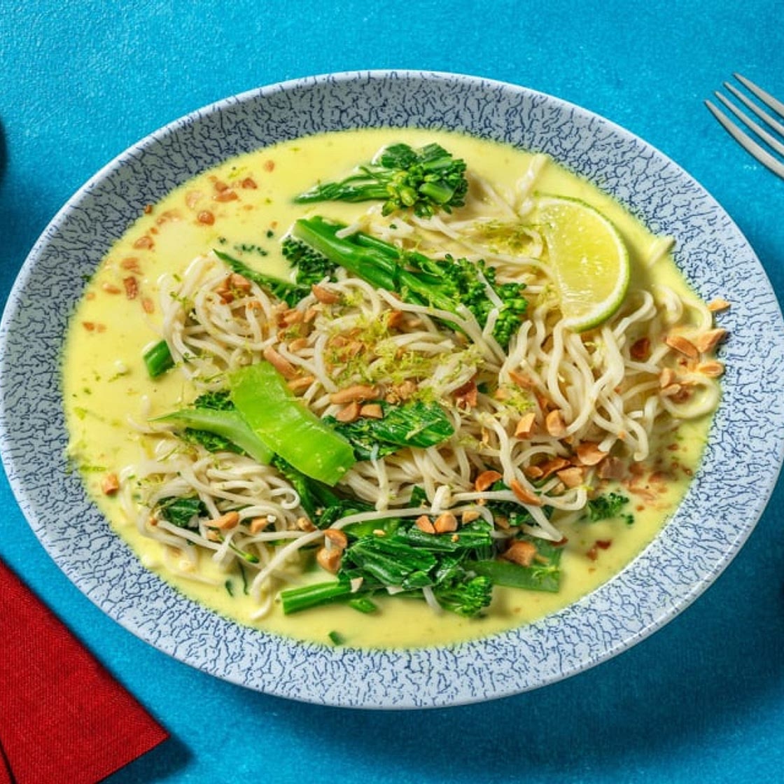 Yellow Thai Style Veggie Noodle Soup with Pak Choi and Tenderstem®