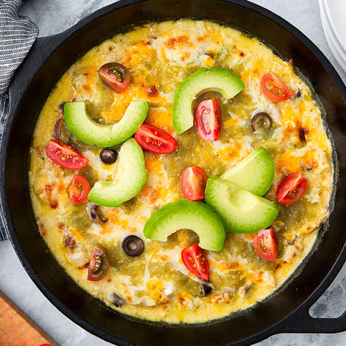 Keto Green-Chile Chicken Enchilada Casserole