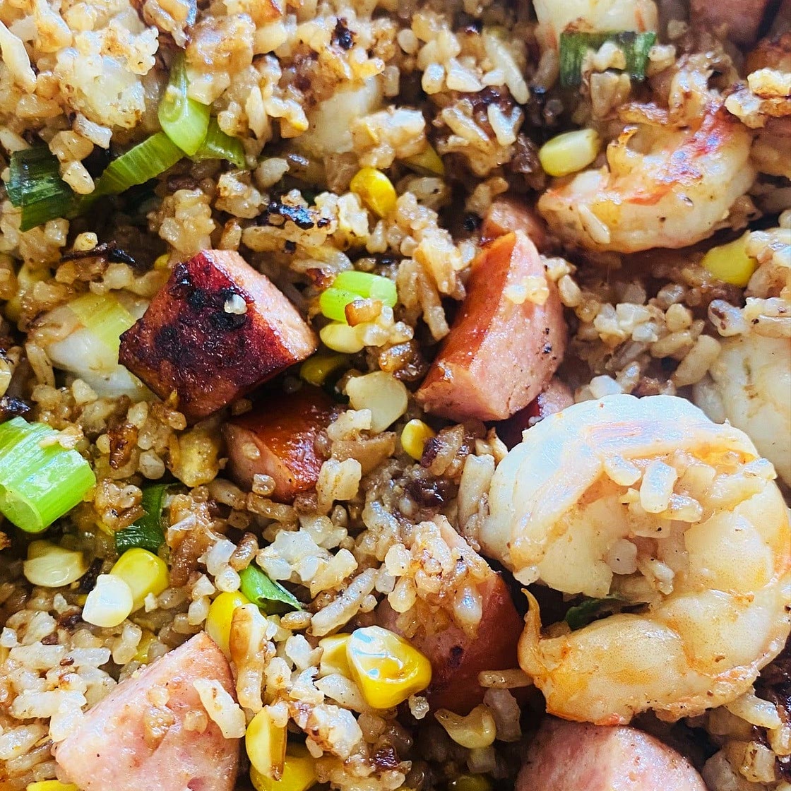 Blackstone Shrimp Boil Fried Rice