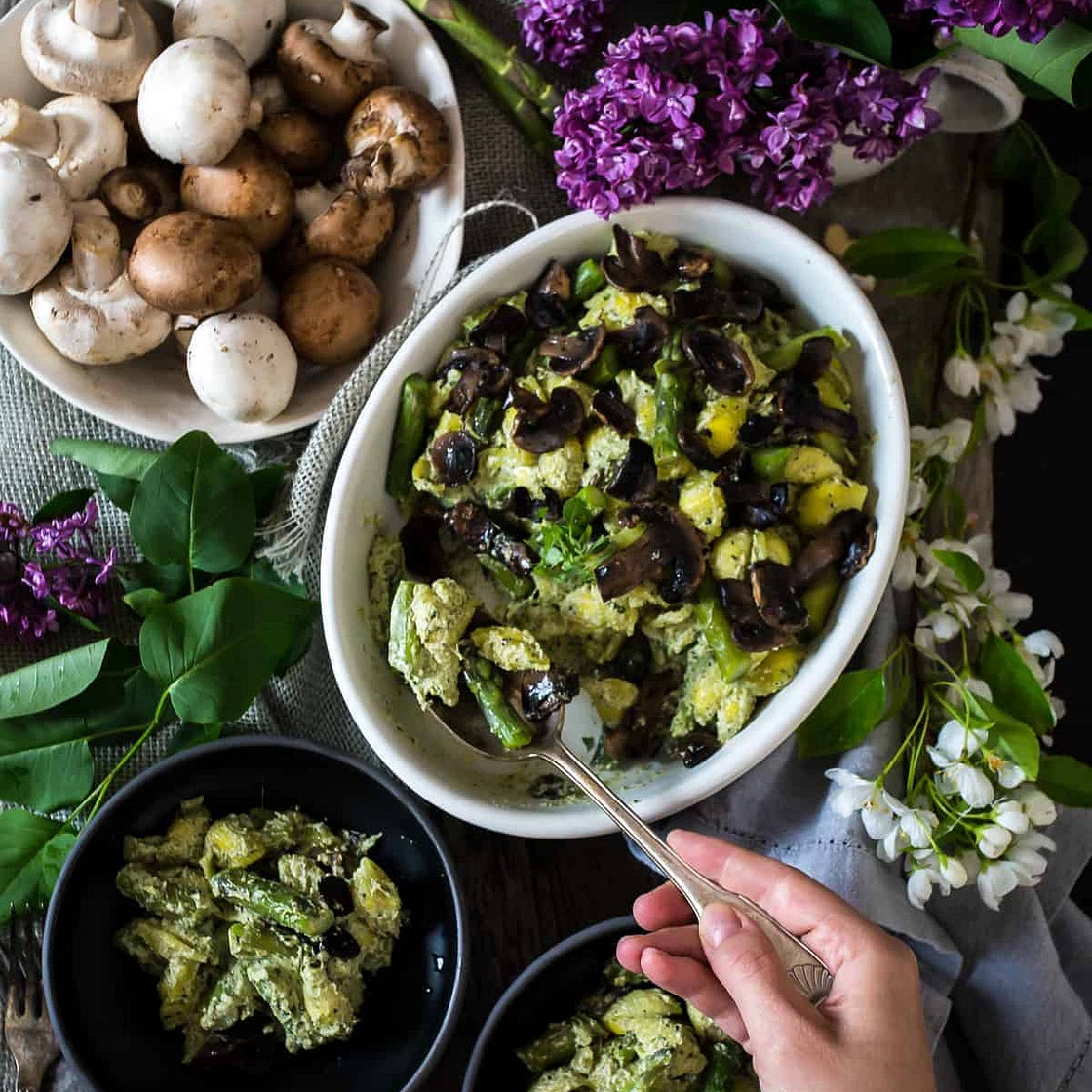 Gluten-free and vegan pasta primavera {V, GF}