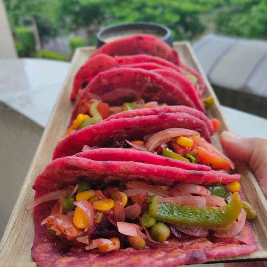 Veg Beetroot Wraps | Beet Torillas {Egg-free, Healthy}