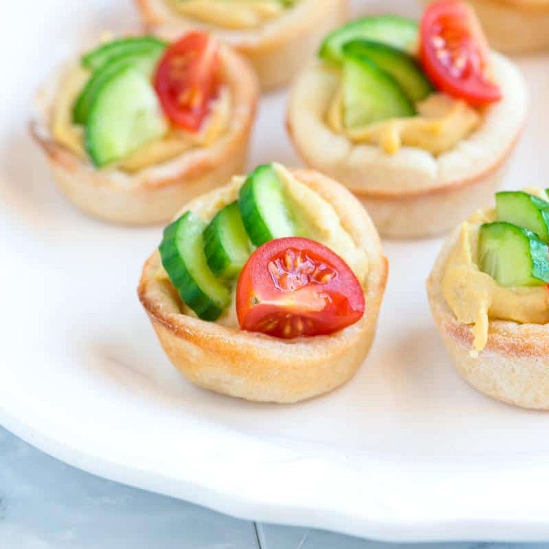 Easy Hummus Cups With Cucumber and Tomato