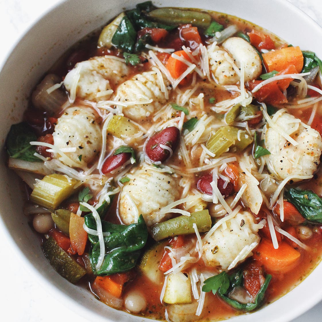 Slow Cooker Gnocchi Minestrone Soup ~ Comforting Plant-Based Recipe