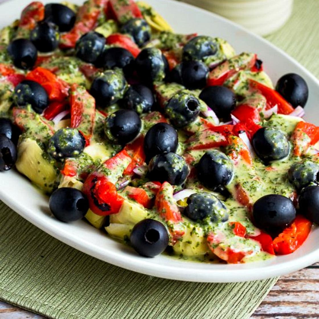 Antipasto Artichoke Salad with Basil Vinaigrette