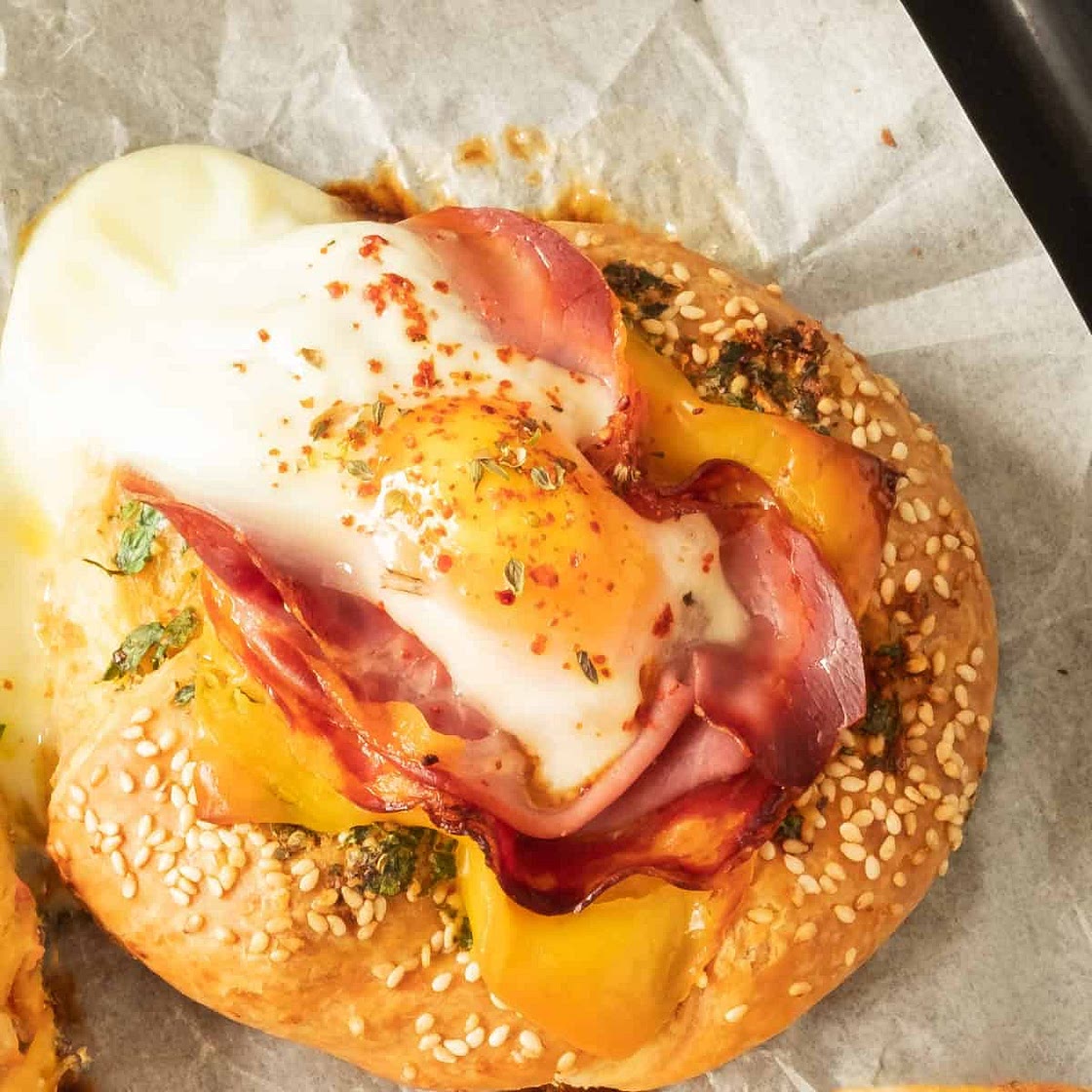 Egg in A Hole Bagel Sandwich