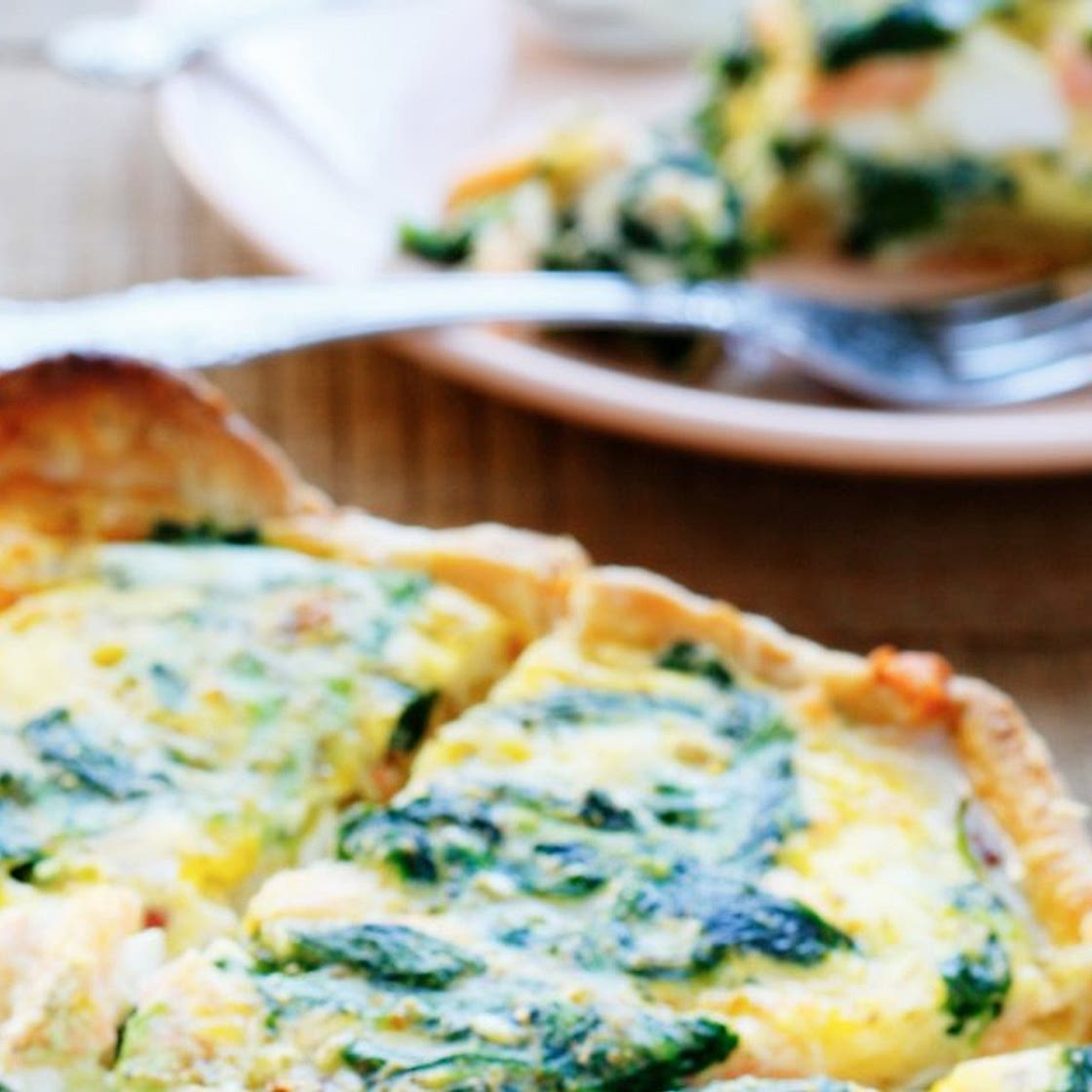 Quiche saumon, épinards et curry