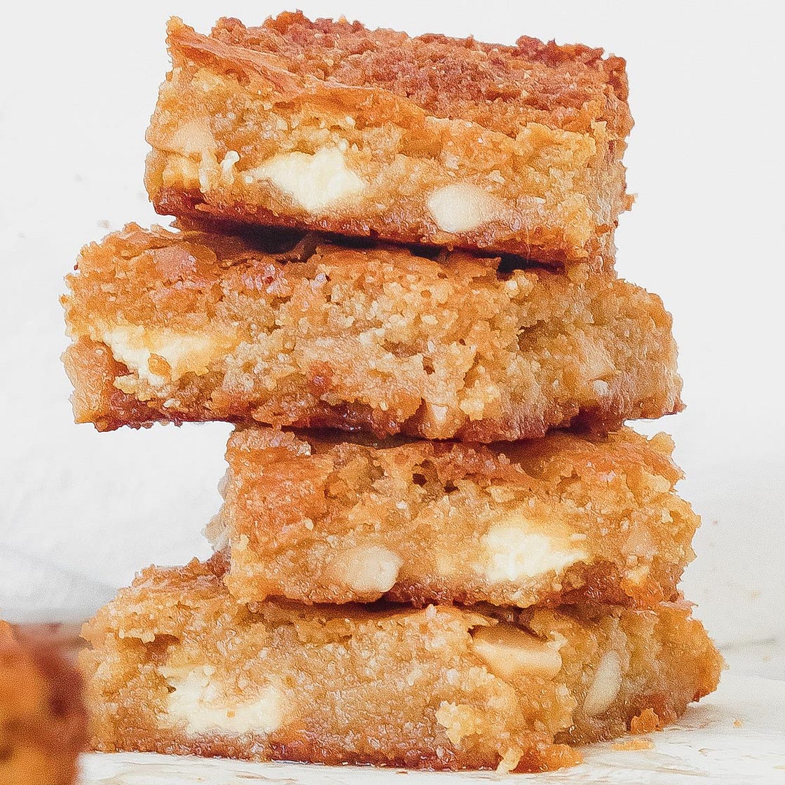 Gluten-Free Blondies with White Chocolate and Macadamias