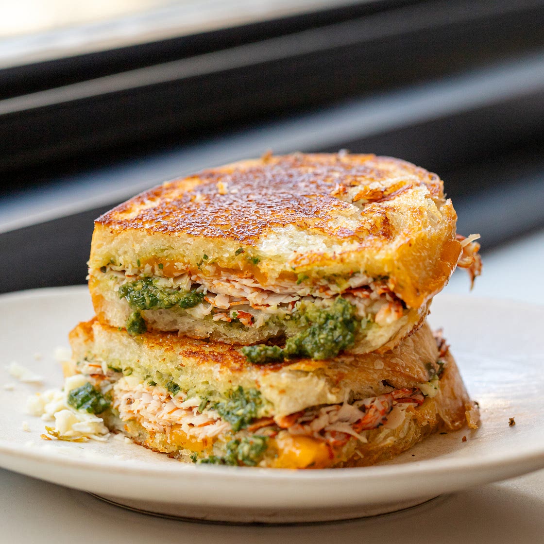 Turkey & Pesto Grilled Cheese Sandwich