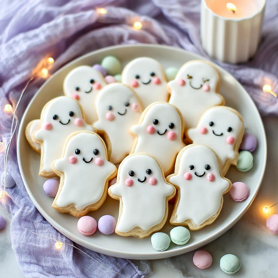 Cute Ghost Sugar Cookies with Royal Icing