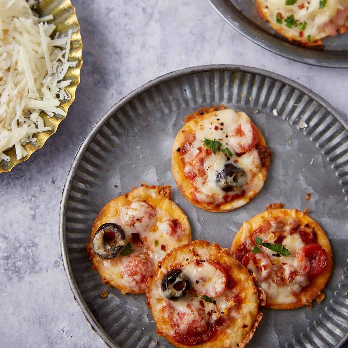 Baked MIni Tortilla Pizzas in a Muffin Tin