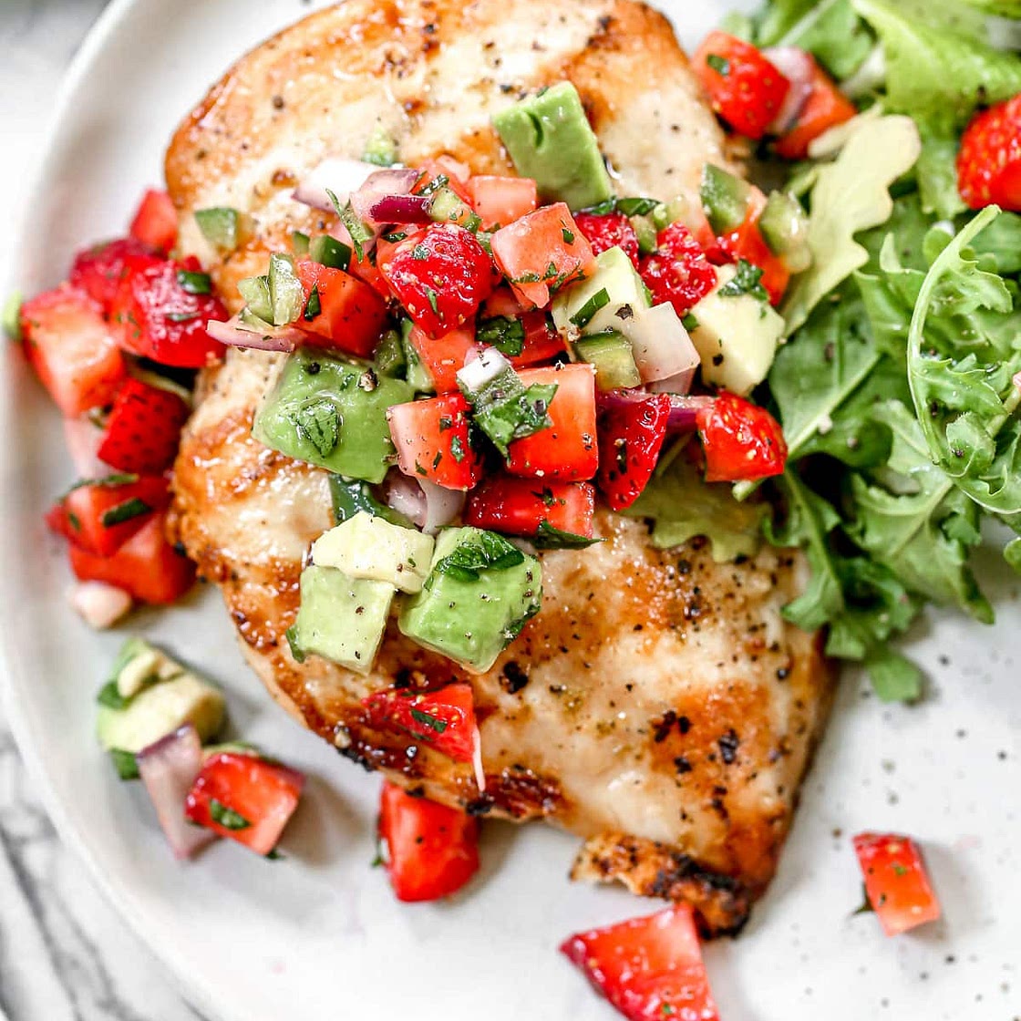 Grilled Chicken Breast with Strawberry Avocado Salsa
