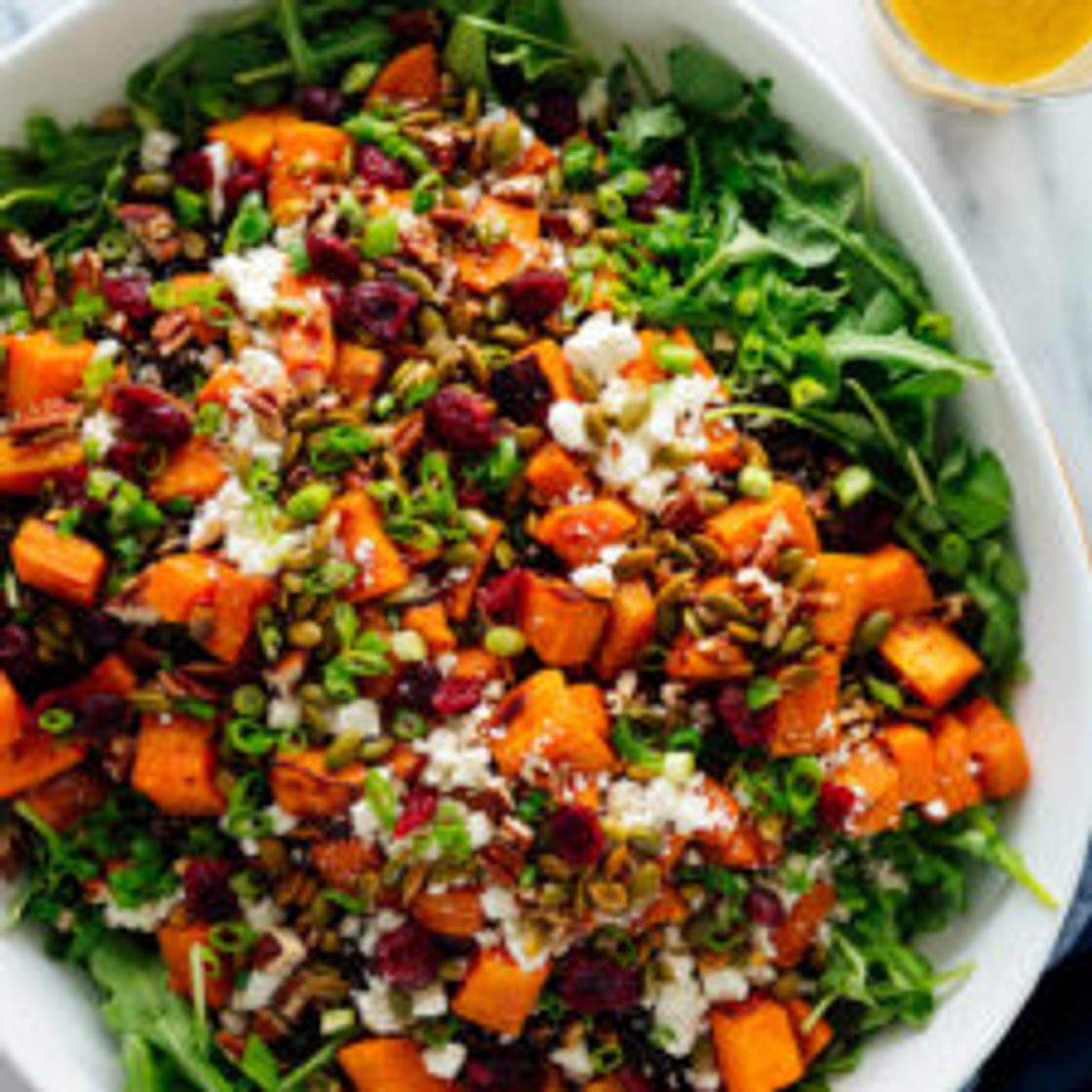 Hearty Sweet Potato, Arugula & Wild Rice Salad with Ginger Dressing